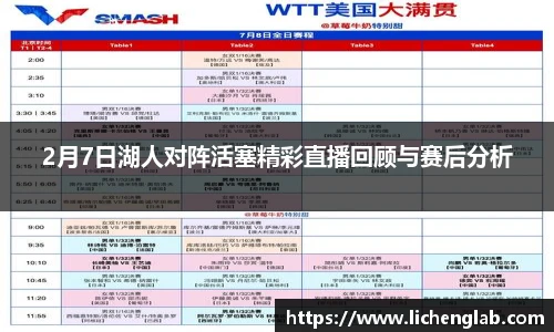 2月7日湖人对阵活塞精彩直播回顾与赛后分析